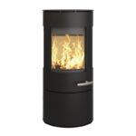 Haas+Sohn VITUS.l Stahl Kaminofen 3-Sichtscheiben mit Kochplatte mit Holzfach und Türe tief-schwarz – Bild 6