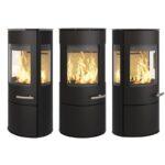 Haas+Sohn VITUS.l Stahl Kaminofen 3-Sichtscheiben mit Kochplatte mit Holzfach und Türe tief-schwarz – Bild 5