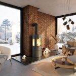 Haas+Sohn VITUS.l Stahl Kaminofen 3-Sichtscheiben mit Kochplatte mit Holzfach und Türe tief-schwarz – Bild 3