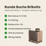 Runde Buche Briketts pallet 96 Packungen x 10 kg (960 kg) – Bild 5