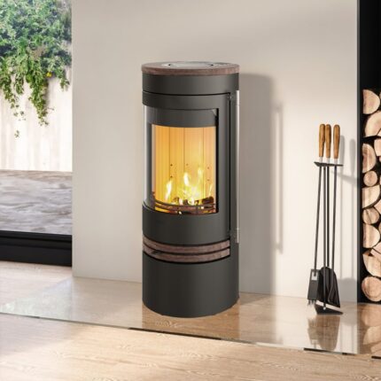 Lotus Kaminofen Orbis 1 Coffee Stone ecoLine , RR hinten od. RR oben / optional Griffvarianten