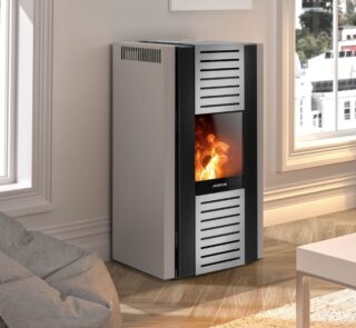Justus Sirkos Aqua 2.0 Wasserführender Pelletofen Stahl Taupe