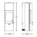 Austroflamm Tower Xtra 2.0 Kaminofen Stahl gussgrau, RR oben oder hinten
