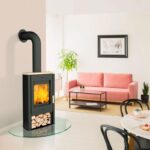 Fireplace Tuvalu Kaminofen Stahl Schwarz | Topplatte Sandstein – Bild 5