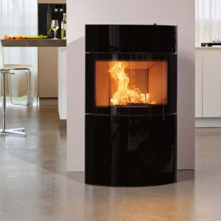 Austroflamm Fynn Xtra 2.0 Kaminofen Stahl / Schwarz, Glasfront Oben + Unten
