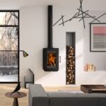 Hergom Glow Kaminofen Gusseisen Schwarz zur Wandmontage – Bild 5