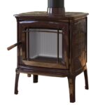 Hergom Craftsbury HF Kaminofen Gusseisen Majolica Braun – Bild 3