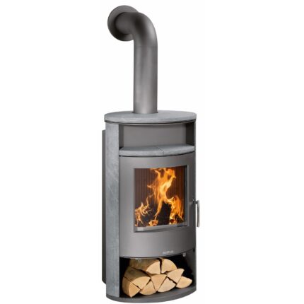 Justus Kaminofen Island Aqua Speckstein-Verkleidung Gussgrau 10 kW