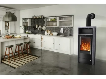 Fireplace Torino Kaminofen Speckstein Schwarz 6 kW mit Automatik