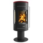 Justus Meva Kaminofen Stahl Schwarz / Topplatte Keramik Bordeauxrot – Bild 2