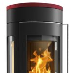 Justus Meva Kaminofen Stahl Schwarz / Topplatte Keramik Bordeauxrot – Bild 3