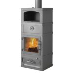 Lotus 2060 Kaminofen mit Warmhaltefach Grau, Rauchabgang oben – Bild 2