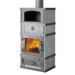 Lotus 2080 Kaminofen mit Warmhaltefach Grau, Rauchabgang oben – Bild 2