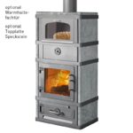 Lotus 2080 Kaminofen mit Warmhaltefach Grau, Rauchabgang oben – Bild 3