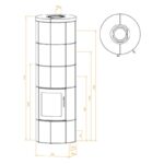 Lotus M3 Kaminofen Grau/ Speckstein, Rauchabgang oben