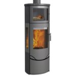 Lotus Prio 7M Kaminofen Grau/ Indian Night/ Seitenglas, Rauchabgang oben – Bild 2