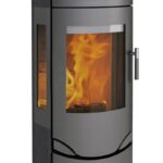 Lotus Prio 7M Kaminofen Grau/ Indian Night/ Seitenglas, Rauchabgang oben – Bild 3