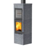 Lotus QM40 Kaminofen Speckstein / Tür Grau mit Backfach, Rauchabgang oben – Bild 2