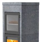 Lotus QM40 Kaminofen Speckstein / Tür Grau mit Backfach, Rauchabgang oben – Bild 5