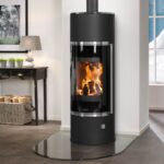 Oranier Arena Aqua 2.0 wasserführender Kaminofen Stahl Schwarz mit Abdeckplatte Glas