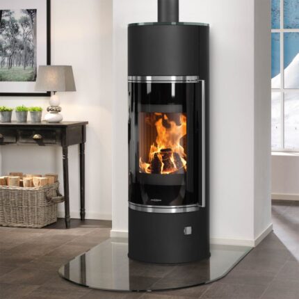 Oranier Arena Aqua 2.0 wasserführender Kaminofen Stahl Schwarz mit Abdeckplatte Glas