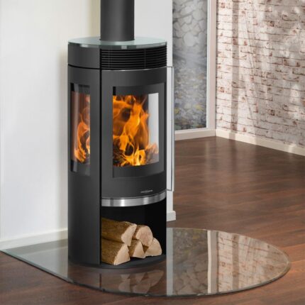 Oranier Rota TRE 2.0 Kaminofen Stahl Schwarz mit Glas-Abdeckplatte
