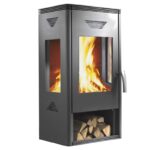 Wamsler Trion H Kaminofen Stahl Grau mit Holzlagerfach – Bild 2