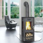 Wamsler Trion H Kaminofen Stahl Grau mit Holzlagerfach – Bild 4