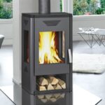 Wamsler Trion H Kaminofen Stahl Grau mit Holzlagerfach