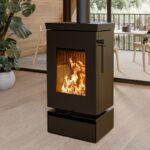 Thermorossi Zen W Kaminofen Stahl Schwarz mit Holzfach, Auslaufmodell